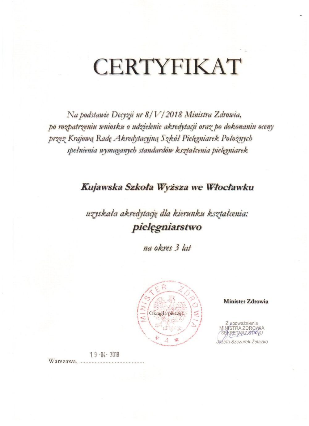 2018 05 16 certyfikat pielegniarstwo